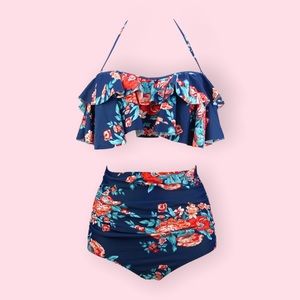 COCOSHIP Retro Falbala High Waisted Slim Bikini